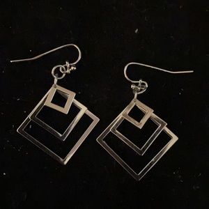 Silver tone Geometric Dangle Earrings